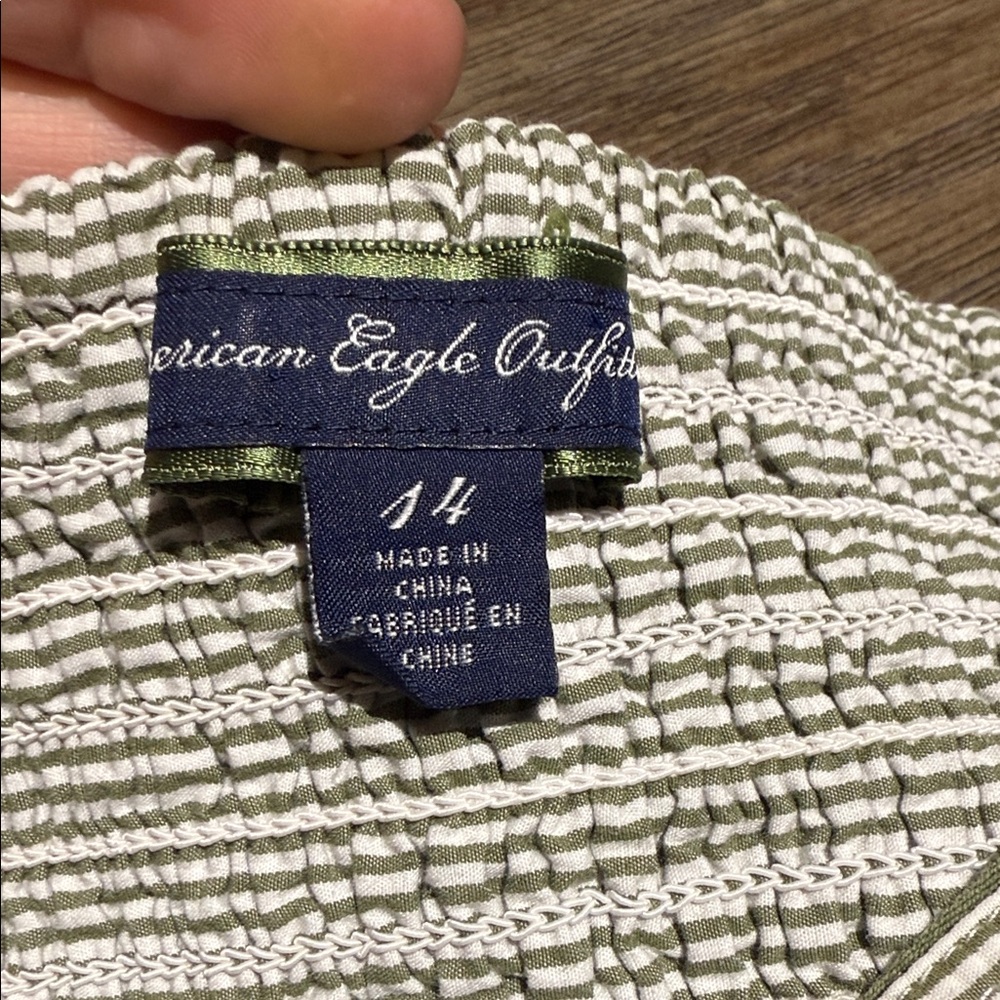 American Eagle Outfitters Green and White Striped Midi Dress - Picture 3 of 4